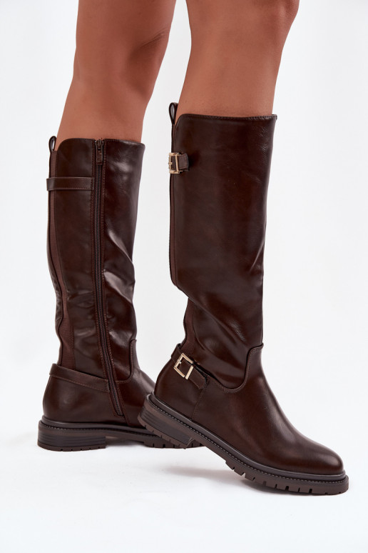 sich Zuarm laufen Damenstiefel mit breiten Absätzen mit Schnallen CzekoladoZue Sorelle sich Zuarm laufen Damenstiefel mit breiten Absätzen mit Schnallen CzekoladoZue Sorelle