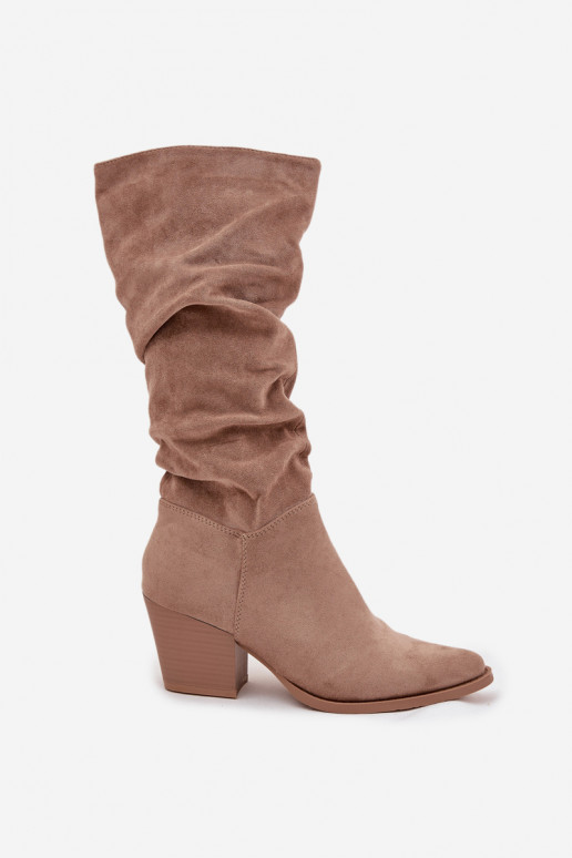 Damenstiefel Mit gekräuseltem Oberteil mit Absätzen sich Zuarm laufen Beige Paelina Damenstiefel Mit gekräuseltem Oberteil mit Absätzen sich Zuarm laufen Beige Paelina