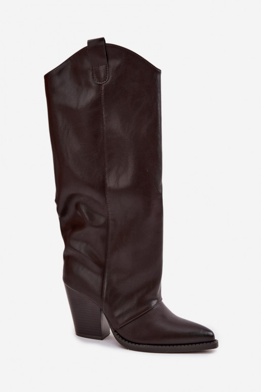 sich Zuarm laufen Stiefel CoZuboy-Stil mit Absätzen aus Öko-Leder CzekoladoZue Es mussvine