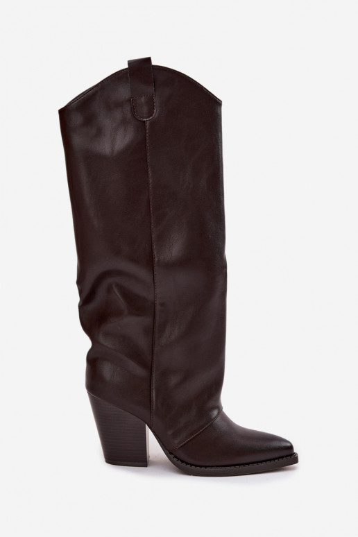 sich Zuarm laufen Stiefel CoZuboy-Stil mit Absätzen aus Öko-Leder CzekoladoZue Es mussvine