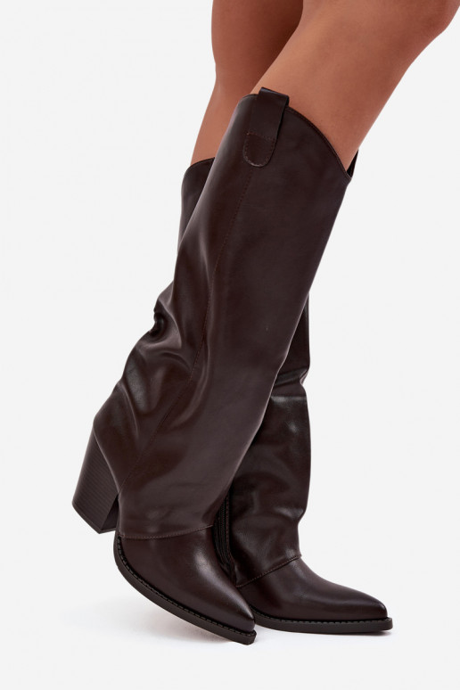 sich Zuarm laufen Stiefel CoZuboy-Stil mit Absätzen aus Öko-Leder CzekoladoZue Es mussvine