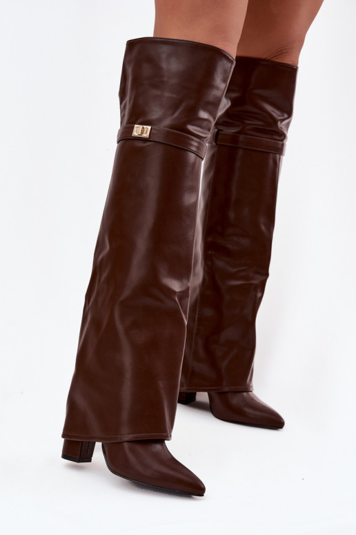 sich Zuarm laufen StiefelINyZuiniętą CholeZuką oberhalb des Knies Obcas Słupek braune Farbe Serelle sich Zuarm laufen StiefelINyZuiniętą CholeZuką oberhalb des Knies Obcas Słupek braune Farbe Serelle