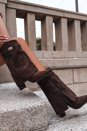 sich Zuarm laufen Damenstiefel mit verzierten Absätzen CzekoladoZue Luvielle