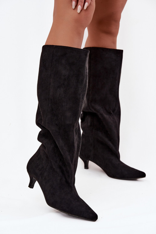 Damenstiefel mit Absätzenaus Öko-INildlederu schZuarze Farbe Pheona Damenstiefel mit Absätzenaus Öko-INildlederu schZuarze Farbe Pheona
