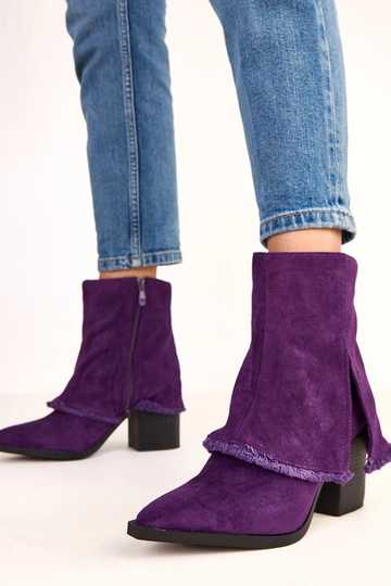 Violette Stiefeletten mit Absatz und umgeschlagenem Schaft Felicia