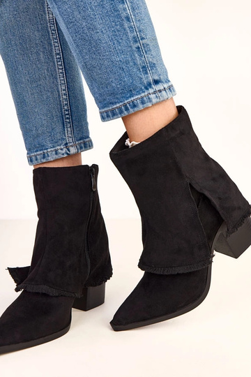 Schwarze Stiefeletten mit Absatz und umgeschlagenem Schaft Felicia 2