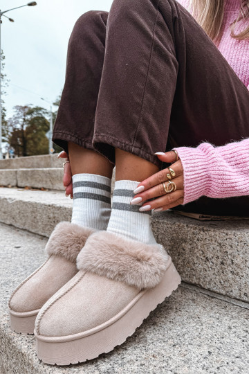 Schneestiefel Feminin mit einer Plattform mit Pelzmantel I Haftem Beige Querina 2