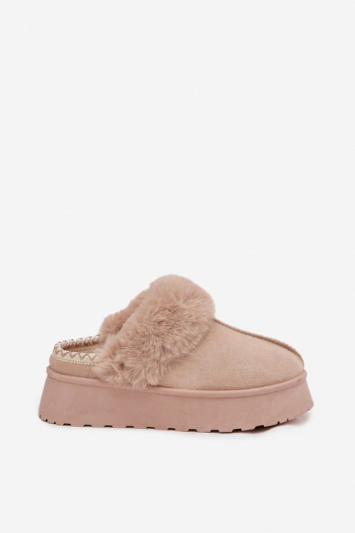 Schneestiefel Feminin mit einer Plattform mit Pelzmantel I Haftem Beige Querina Schneestiefel Feminin mit einer Plattform mit Pelzmantel I Haftem Beige Querina