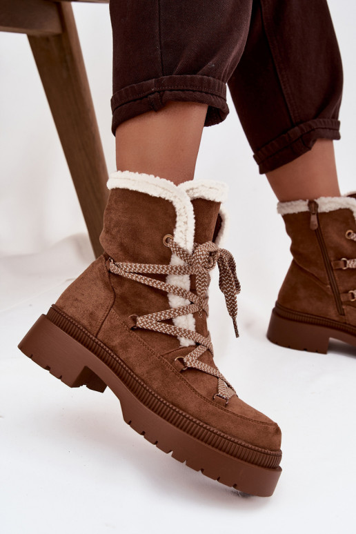 Schneestiefel Feminin mit AufZuärmen braune Farbe Irmara Schneestiefel Feminin mit AufZuärmen braune Farbe Irmara