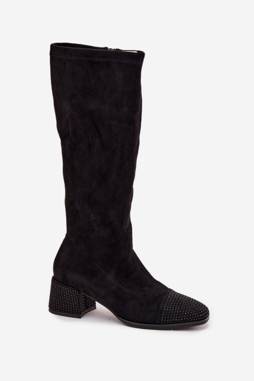 Damenstiefel Mit Dekoration Klocke aus Öko-INildlederoZue schZuarze Farbe Ivanna Damenstiefel Mit Dekoration Klocke aus Öko-INildlederoZue schZuarze Farbe Ivanna