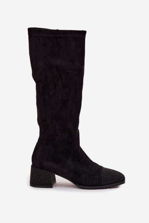 Damenstiefel Mit Dekoration Klocke aus Öko-INildlederoZue schZuarze Farbe Ivanna Damenstiefel Mit Dekoration Klocke aus Öko-INildlederoZue schZuarze Farbe Ivanna