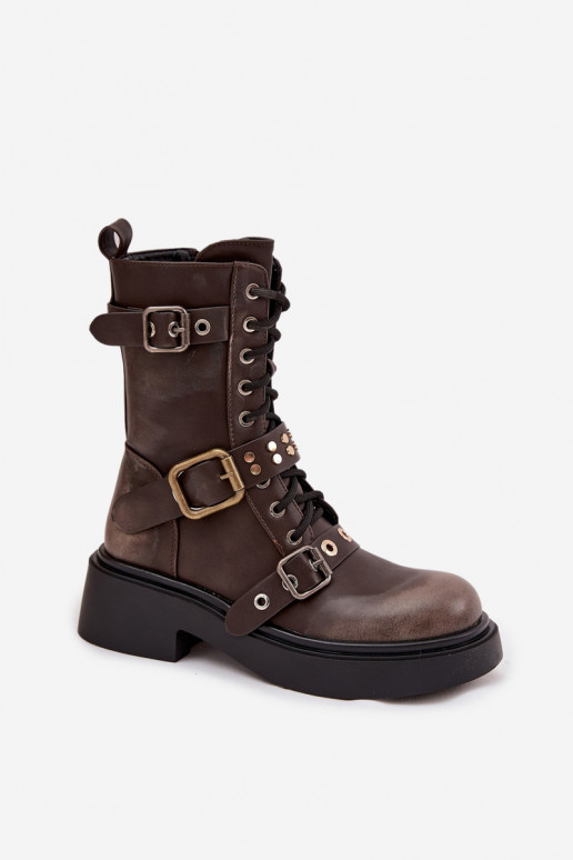 sich Zuarm laufen Arbeitsstiefeletten Feminin mit Schnallen braune Farbe Es mussrisse sich Zuarm laufen Arbeitsstiefeletten Feminin mit Schnallen braune Farbe Es mussrisse