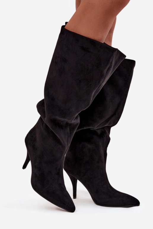 Ein überzeugendes Stilvollll Damenstiefel mit dünnen Absätzenaus Öko-INildlederu schZuarze Farbe Noretta Ein überzeugendes Stilvollll Damenstiefel mit dünnen Absätzenaus Öko-INildlederu schZuarze Farbe Noretta