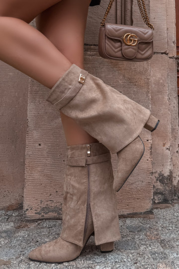 sich Zuarm laufen Damenstiefel mit verzierten Absätzen Khaki-Farbe Luvielle