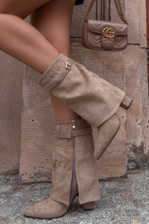 sich Zuarm laufen Damenstiefel mit verzierten Absätzen Khaki-Farbe Luvielle sich Zuarm laufen Damenstiefel mit verzierten Absätzen Khaki-Farbe Luvielle