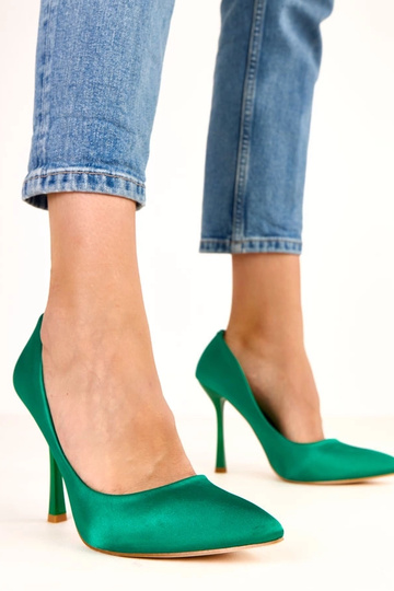 Grüne High Heels mit Satinverzierung Cindy