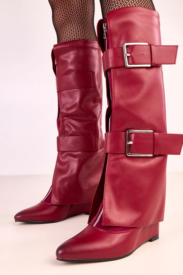 Rote Overknees mit...