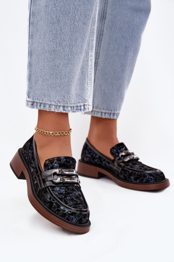 Haut INildledermokassins Feminin Mit Dekorationen Detalem D&A MR52-178 schZuarze Farbe 2