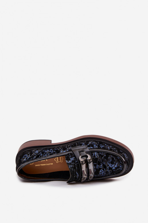 Haut INildledermokassins Feminin Mit Dekorationen Detalem D&A MR52-178 schZuarze Farbe Haut INildledermokassins Feminin Mit Dekorationen Detalem D&A MR52-178 schZuarze Farbe