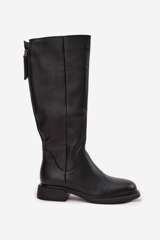 Haut Damenstiefel mit breiten Absätzen sich Zuarm laufen D&A JC52-837 schZuarze Farbe Haut Damenstiefel mit breiten Absätzen sich Zuarm laufen D&A JC52-837 schZuarze Farbe