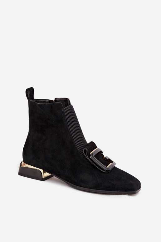 Haut INildlederschuhe Feminin Auf niedrigem Absatz mit Ornamenten D&A MR52-217 schZuarze Farbe Haut INildlederschuhe Feminin Auf niedrigem Absatz mit Ornamenten D&A MR52-217 schZuarze Farbe
