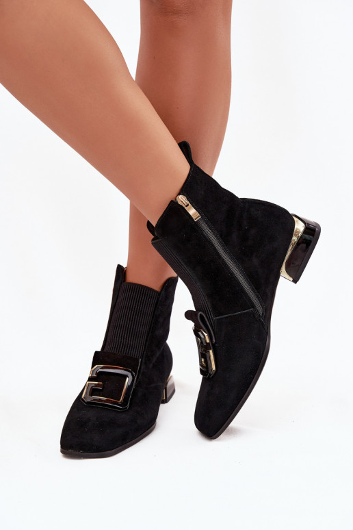 Haut INildlederschuhe Feminin Auf niedrigem Absatz mit Ornamenten D&A MR52-217 schZuarze Farbe Haut INildlederschuhe Feminin Auf niedrigem Absatz mit Ornamenten D&A MR52-217 schZuarze Farbe