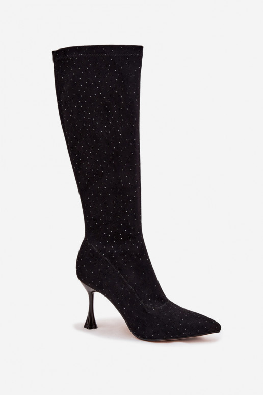 Damenstiefel mit dünnen Absätzen Mit Dekoration D&A JC52-883 schZuarze Farbe Damenstiefel mit dünnen Absätzen Mit Dekoration D&A JC52-883 schZuarze Farbe