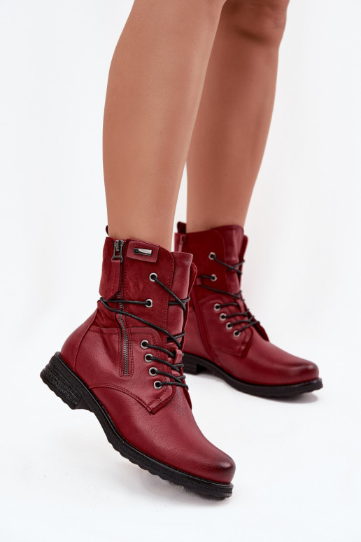Modische massive Stiefel Burgund Perfecto Modische massive Stiefel Burgund Perfecto