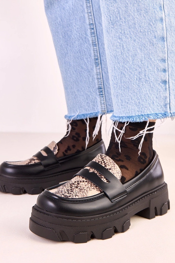 Schwarze Mokassins Loles...