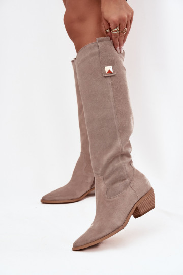 Kapuzi-farbene warme Cowboy-Stiefel aus Kunstleder Zazoo 4224 2