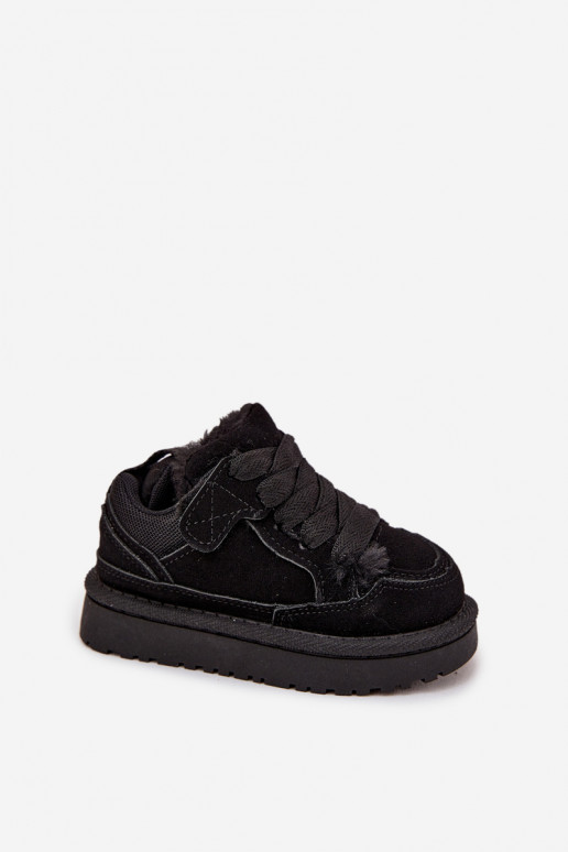 Kinder-Sneaker sich Zuarm laufen mit Fell innen schZuarze Farbe Mireen Kinder-Sneaker sich Zuarm laufen mit Fell innen schZuarze Farbe Mireen