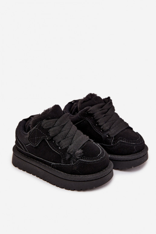 Kinder-Sneaker sich Zuarm laufen mit Fell innen schZuarze Farbe Mireen Kinder-Sneaker sich Zuarm laufen mit Fell innen schZuarze Farbe Mireen
