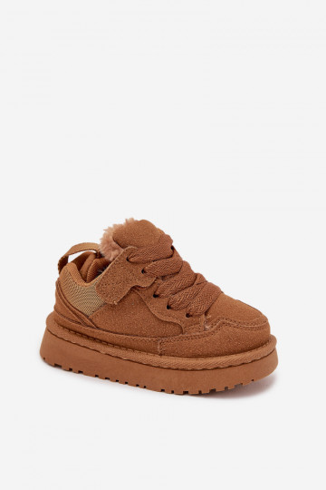 Kinder-Sneaker sich Zuarm laufen mit Fell innen braune Farbe Mireen 2