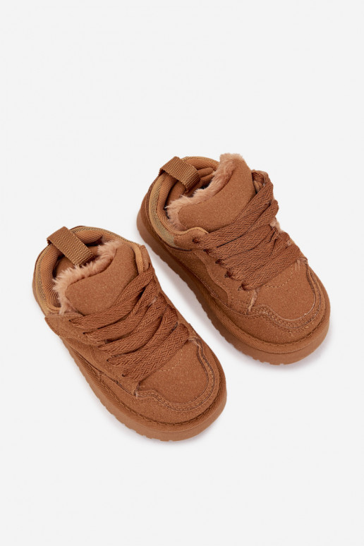 Kinder-Sneaker sich Zuarm laufen mit Fell innen braune Farbe Mireen Kinder-Sneaker sich Zuarm laufen mit Fell innen braune Farbe Mireen