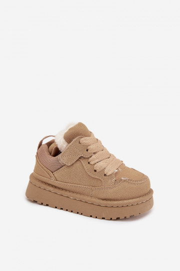Kinder-Sneaker sich Zuarm laufen mit Fell innen Beige Mireen 2