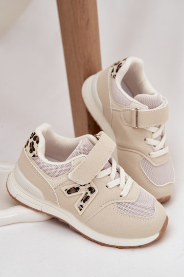 Turnschuhe Sneakers Stilvollllschuhe Kindisch mit Klebeverschlüssen Beige Galisse