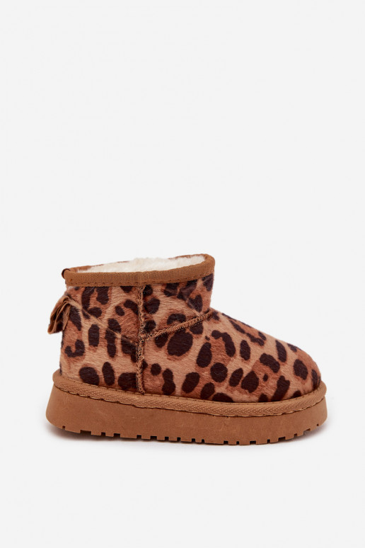 Schneestiefel Kindisch Jugend sich Zuarm laufen mit Fell innen mit Leopardenfellmuster braune Farbe Mireya Schneestiefel Kindisch Jugend sich Zuarm laufen mit Fell innen mit Leopardenfellmuster braune Farbe Mireya