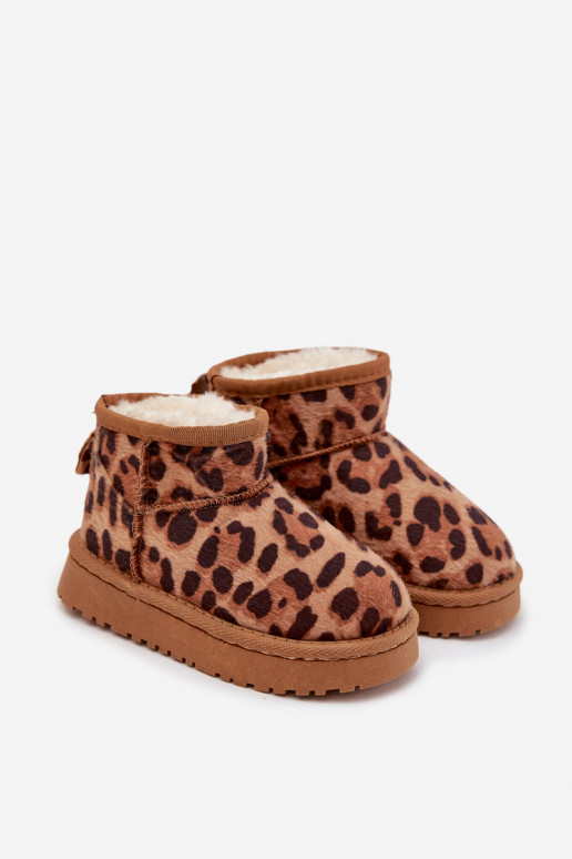 Schneestiefel Kindisch Jugend sich Zuarm laufen mit Fell innen mit Leopardenfellmuster braune Farbe Mireya Schneestiefel Kindisch Jugend sich Zuarm laufen mit Fell innen mit Leopardenfellmuster braune Farbe Mireya