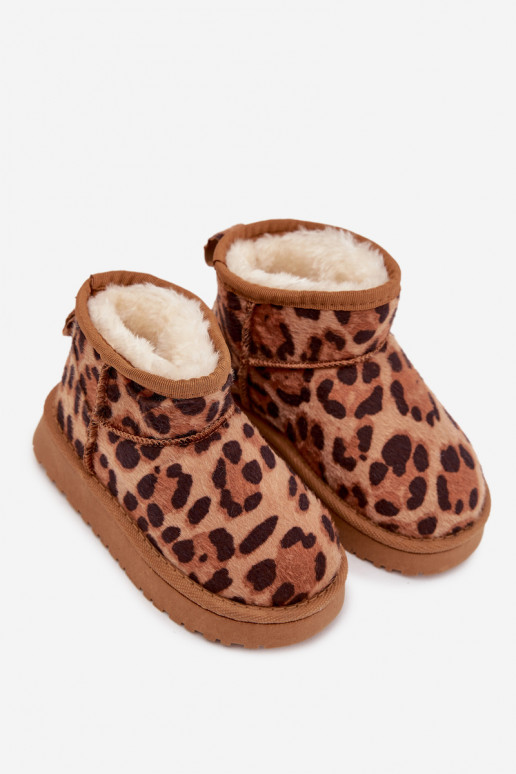Schneestiefel Kindisch Jugend sich Zuarm laufen mit Fell innen mit Leopardenfellmuster braune Farbe Mireya Schneestiefel Kindisch Jugend sich Zuarm laufen mit Fell innen mit Leopardenfellmuster braune Farbe Mireya