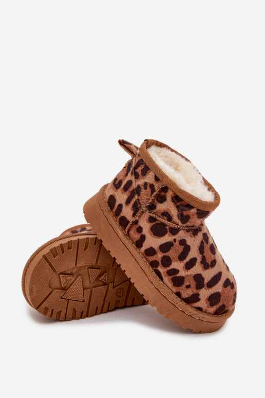 Schneestiefel Kindisch Jugend sich Zuarm laufen mit Fell innen mit Leopardenfellmuster braune Farbe Mireya Schneestiefel Kindisch Jugend sich Zuarm laufen mit Fell innen mit Leopardenfellmuster braune Farbe Mireya