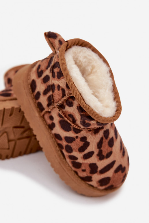 Schneestiefel Kindisch Jugend sich Zuarm laufen mit Fell innen mit Leopardenfellmuster braune Farbe Mireya Schneestiefel Kindisch Jugend sich Zuarm laufen mit Fell innen mit Leopardenfellmuster braune Farbe Mireya