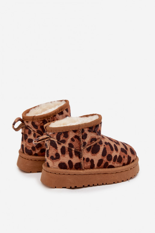 Schneestiefel Kindisch Jugend sich Zuarm laufen mit Fell innen mit Leopardenfellmuster braune Farbe Mireya Schneestiefel Kindisch Jugend sich Zuarm laufen mit Fell innen mit Leopardenfellmuster braune Farbe Mireya