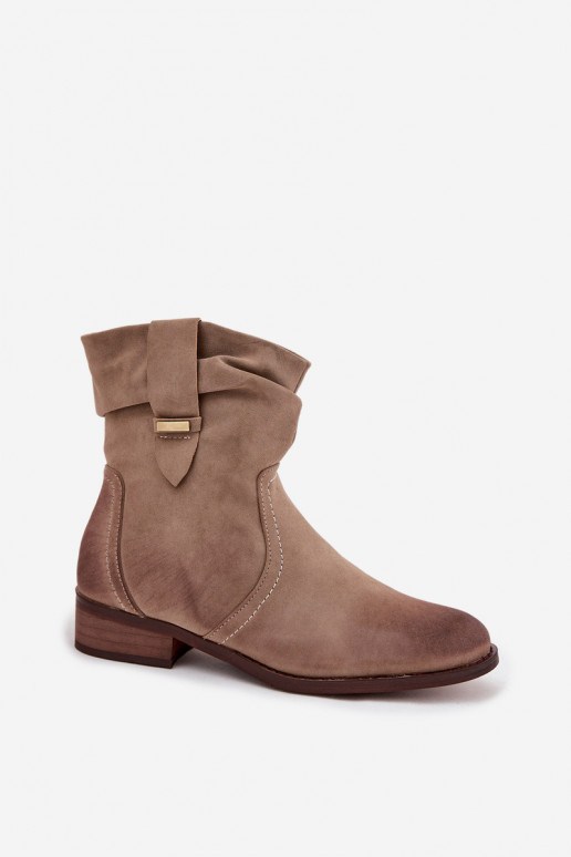 Damenstiefel Auf niedrigem Absatz Mit Rüschen sich Zuarm laufen Khaki-Farbe Gracia Damenstiefel Auf niedrigem Absatz Mit Rüschen sich Zuarm laufen Khaki-Farbe Gracia