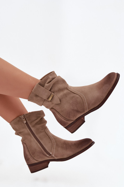 Damenstiefel Auf niedrigem Absatz Mit Rüschen sich Zuarm laufen Khaki-Farbe Gracia Damenstiefel Auf niedrigem Absatz Mit Rüschen sich Zuarm laufen Khaki-Farbe Gracia
