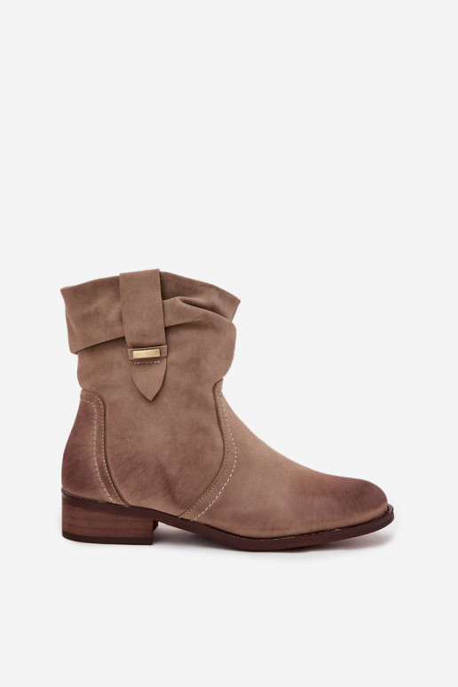 Damenstiefel Auf niedrigem Absatz Mit Rüschen sich Zuarm laufen Khaki-Farbe Gracia Damenstiefel Auf niedrigem Absatz Mit Rüschen sich Zuarm laufen Khaki-Farbe Gracia