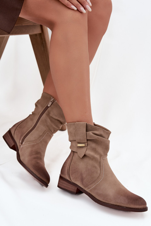 Damenstiefel Auf niedrigem Absatz Mit Rüschen sich Zuarm laufen Khaki-Farbe Gracia Damenstiefel Auf niedrigem Absatz Mit Rüschen sich Zuarm laufen Khaki-Farbe Gracia
