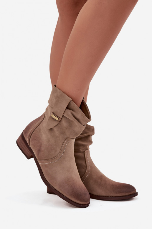 Damenstiefel Auf niedrigem Absatz Mit Rüschen sich Zuarm laufen Khaki-Farbe Gracia Damenstiefel Auf niedrigem Absatz Mit Rüschen sich Zuarm laufen Khaki-Farbe Gracia