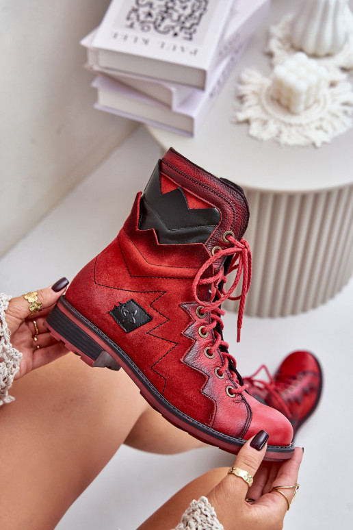 Haut sich Zuarm laufen Damenstiefel mit breiten Absätzen Es mussciejka 06106-08 rote Farbe Haut sich Zuarm laufen Damenstiefel mit breiten Absätzen Es mussciejka 06106-08 rote Farbe