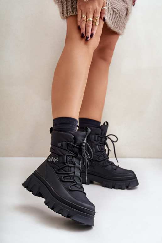 Schneestiefel Feminin Zum Schloss Lee Cooper LCJ-24-47-3144 schZuarze Farbe