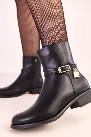 Schwarze Stiefeletten mit Schnalle und Schloss Zema 2